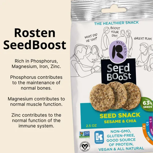 Vista 3 de ROSTEN SeedBoost - Galletas de semillas (paquete de 8), veganas, sin OMG, sin gluten (2.5 onzas cada una)