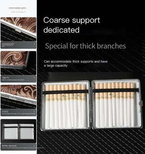 Vista 5 de Cigarette Case Leather Surface Metal Box for 20 Cigarettes Portable Pocket for Card & ID Cases(A)