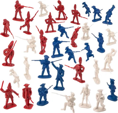 Vista 4 de BMC Revolutionary War Army Men de plástico – 34 soldados británicos, americanos y franceses