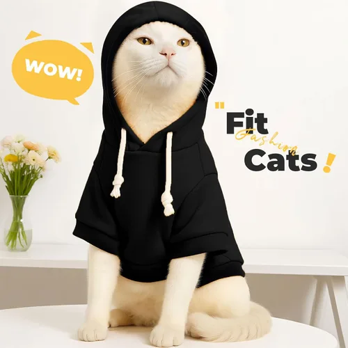Vista 3 de Petcare Sudaderas con capucha básicas para perros pequeños, medianos y grandes, gatos, ropa para cachorros, suéteres de felpa suaves y cálidos