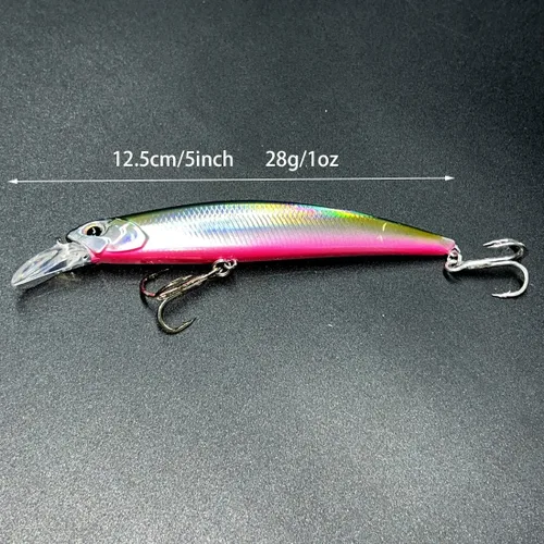Vista 4 de Juego de 3 señuelos de pesca iridiscentes de pececillos – cebos de baño de 5 pulgadas, fundición ultra larga, plástico de alto índice, multicolor
