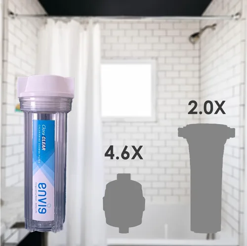 Vista 4 de Envig CloraClear - Filtro de ducha de cloramina y sulfuro de hidrógeno, reduce la picazón en la piel seca, pérdida de cabello, caspa, eccema