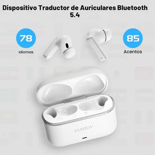 Vista 4 de IAMJOY Auriculares de Traducción de Idiomas, Dispositivo Traductor Bidireccional de 163 Idiomas y Acentos Integrado con 6 Micrófonos, Auriculares
