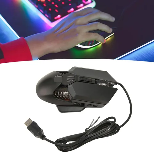 Vista 5 de Septpenta Ratón para juegos con cable, número de 7 botones, interfaz USB 1200, 2400, 4800, 7200, cuatro tipos de DPI, iluminación RGB, mouse