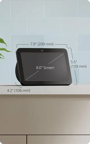 Vista 3 de Amazon Echo Show 8, Con audio espacial, hub de Smart Home y Alexa, Carbón