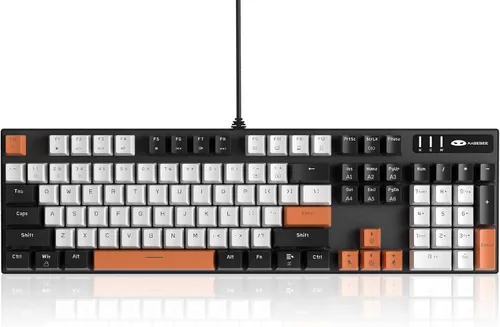 Vista 14 de MageGee - Teclado mecánico para juegos, nuevo teclado retroiluminado de 104 teclas con interruptores azules, teclado mecánico USB con cable