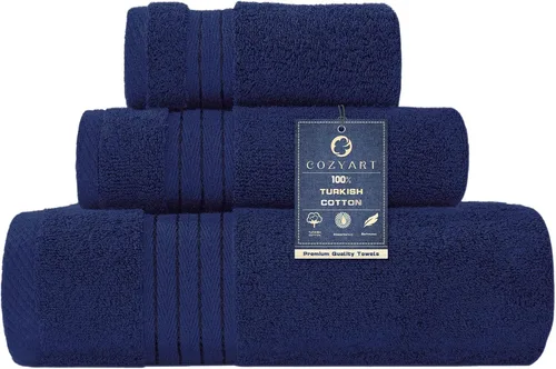 Vista 38 de COZYART - Juego de 6 toallas de baño de algodón turco, color azul claro, suaves, altamente absorbentes y duraderas, 19.17 oz/yd², incluye 2 toallas