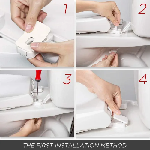 Vista 8 de Asiento de inodoro alargado WSSROGY con tapa de cierre suave, fácil de instalar, plástico, blanco, adecuado para inodoros alargados u ovalados