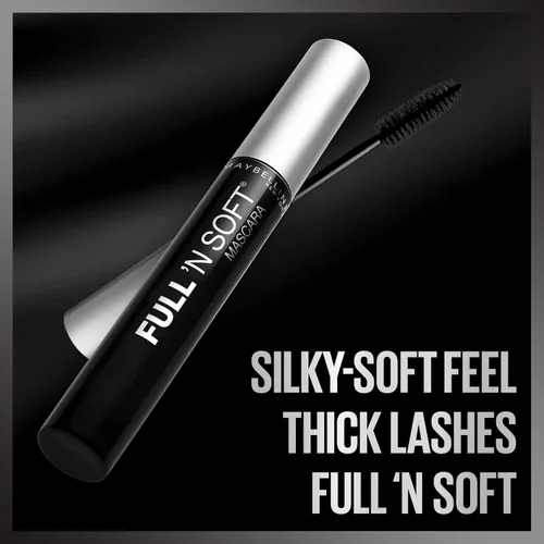 Vista 3 de Maybelline New York, Full 'N Soft, máscara lavable, muy negra, 0.28 fl oz oz.