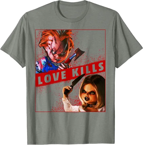 Vista 33 de Child's Play Chucky and Tiffany Love Kills T-Shirt Asphalt Grey
