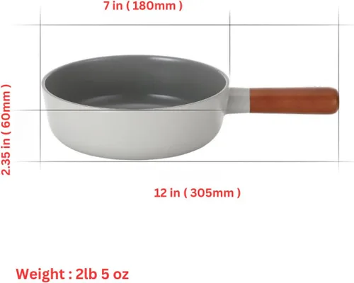 Vista 2 de Neoflam FIKA - Mini wok antiadherente de cocina de 7 pulgadas con mango de madera, sartén antiadherente de cerámica, compatible con inducción