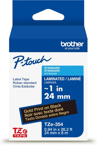 Vista 21 de Brother - Cinta laminada Negro sobre Amarillo, 24 mm Empaquetado al menudeo, Negro sobre blanco
