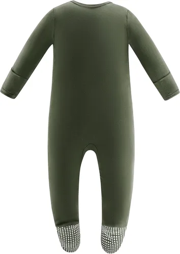 Vista 2 de Owlivia Pijama de bambú para bebé y niña, con cremallera frontal antideslizante