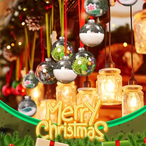Vista 7 de Wettarn 12 bolas de adornos de Navidad transparentes de 4 pulgadas
