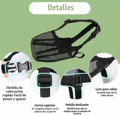 Vista 7 de Mayerzon Bozal para Perro, Bozal de Malla Suave para Perros Pequeños, Medianos y Grandes Antimordida y Antibusqueda, Protector de Boca Ajustable