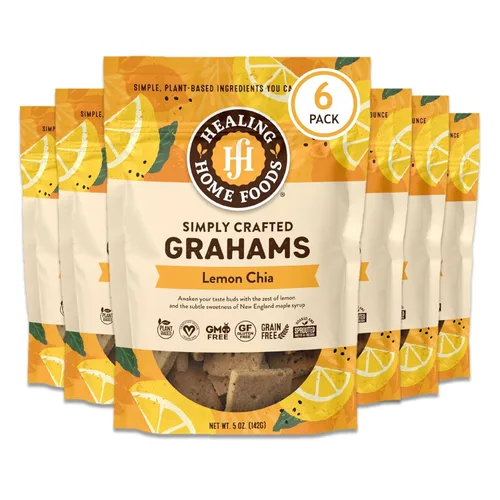 Vista 9 de Healing Home Foods Galletas Graham clásicas horneadas, sin gluten, hechas con harina de almendras, jarabe de arce orgánico y canela orgánica