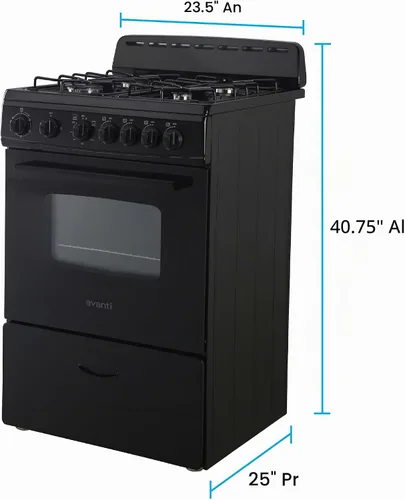Vista 6 de Avanti Horno de Gas, Diseño Compacto Independiente, 4 Quemadores Sellados con Encendido Electrónico, Capacidad de 2.6 pies cúbicos. Cuenta con Cajón
