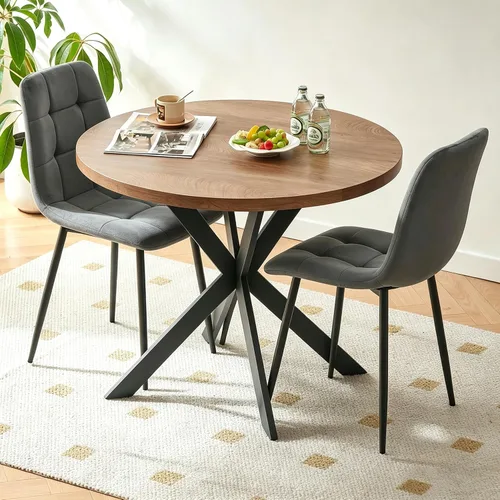Vista 37 de Homedot Juego de mesa de comedor para 2, mesa de cocina de 3 piezas, juego de sillas de comedor redondas y negras para espacios pequeños, juego
