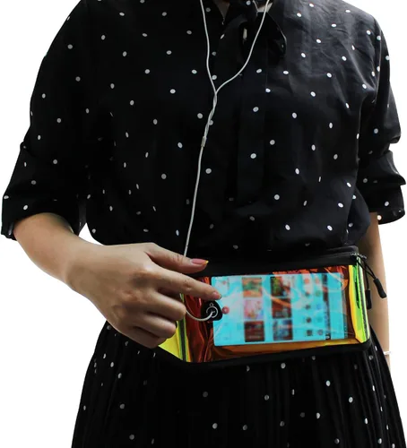 Vista 4 de Riñonera transparente holográfica con purpurina metálica, bolsa de viaje para deportes, Varios
