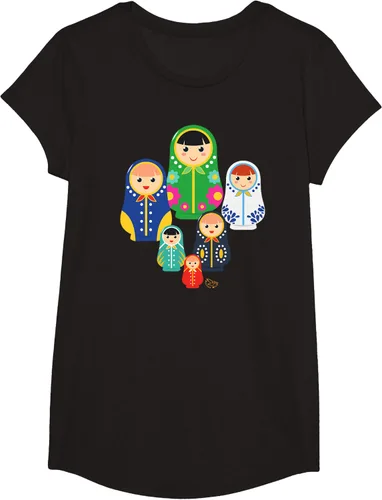 Vista 4 de Matryoshka Russian Nesting Dolls, Rusia - Camiseta de regalo, Azul / Patchwork, S