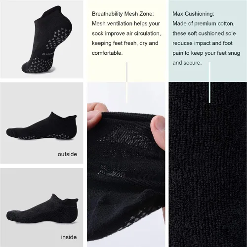Vista 3 de Hylaea Calcetines antideslizantes unisex para yoga, hospitales, pilates y barre, al tobillo, acolchados