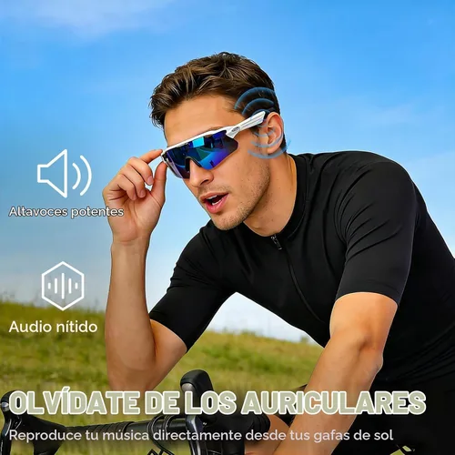 Vista 6 de Lentes de sol inteligentes Bluetooth para hombres y mujeres, con altavoz de oreja abierta con control táctil, lente polarizada UV400, tiempo