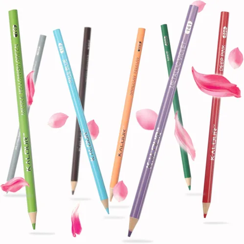 Vista 6 de KALOUR Juego de 180 lápices de colores para adultos y artistas - Núcleo blando de pigmento rico - 12 lápices metálicos - Ideal para colorear