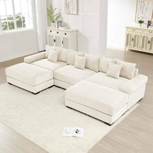 Vista 68 de ODUSE-DAILY Sofá modular de gran tamaño de 117.3 pulgadas, sofás modulares grandes de pana para sala de estar, sofás de 3 plazas, moderno juego