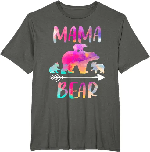 Vista 5 de Bear Matching Family Outfits, Funny Mama Bear Three Cubs T-Shirt Negro
