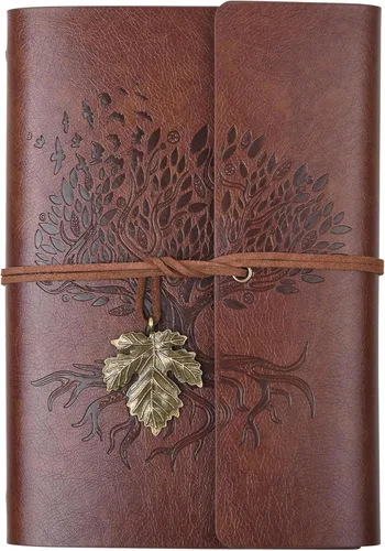 Vista 10 de Billtigif Cuaderno de cuero sintético, diario de viaje vintage recargable, diarios de escritura, regalos para mujeres, hombres, adolescentes y Azul