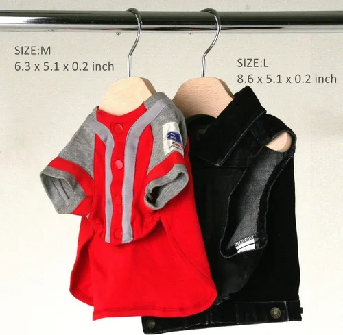 Vista 2 de Paquete de 5 perchas de madera, colgador de ropa para perros de 8.6 pulgadas, perchas pequeñas para vestido de muñeca, ropa, vestidos, accesorios (L)
