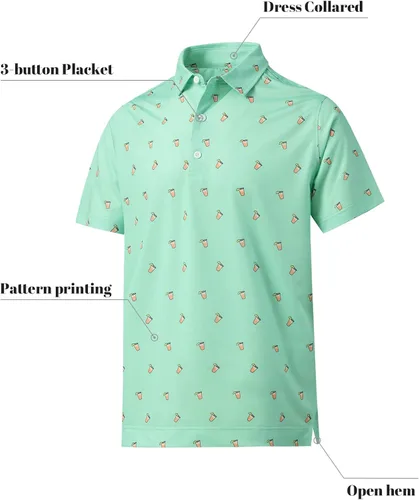 Vista 2 de DEOLAX Polo para hombre que absorbe la humedad ajuste seco rendimiento para hombre ajuste regular estampado de moda polo de manga corta