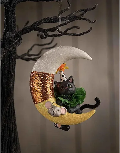 Vista 3 de Bethany Lowe Party Kitty On Candy Maíz Luna Ornamento, TD1192
