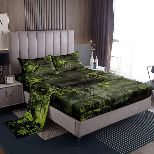 Vista 9 de Erosebridal Juego de sábanas tamaño individual con estampado de teñido anudado en acuarela, degradado beige y gris, para niños y adolescentes, juego