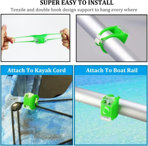 Vista 4 de Kayak Lights for Night Kayaking, Battery Operated Red and Green Navigation Lights for Dinghy, Canoe, Jetski