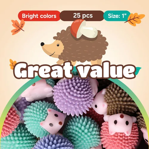 Vista 2 de Figuras de juguete de erizo - Figuras de animales salvajes 25 piezas - Figuritas de fiesta para niños - Decoración de pastel - Juego de decoración