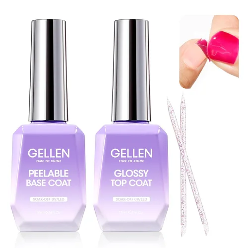 Vista 13 de GELLEN 20 ml de gel base y capa superior, capa superior brillante libre de hema y capa base para esmalte de uñas de gel, esmalte de uñas