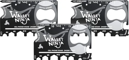 Vista 8 de Billetera Ninja 18 en 1, herramienta de tamaño tarjeta de crédito y de múltiples propósitos