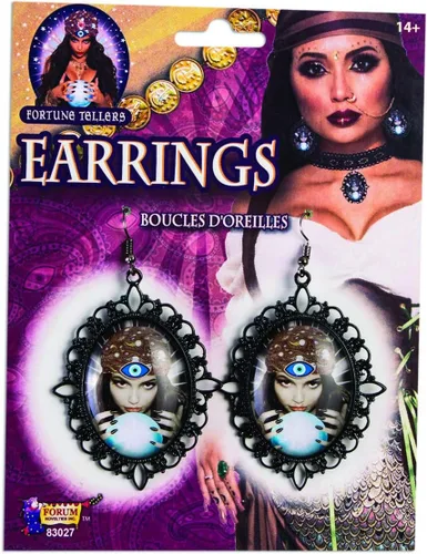 Vista 2 de Forum Novelties X83027 Fortune Teller Cameo - Pendientes para mujer, color negro