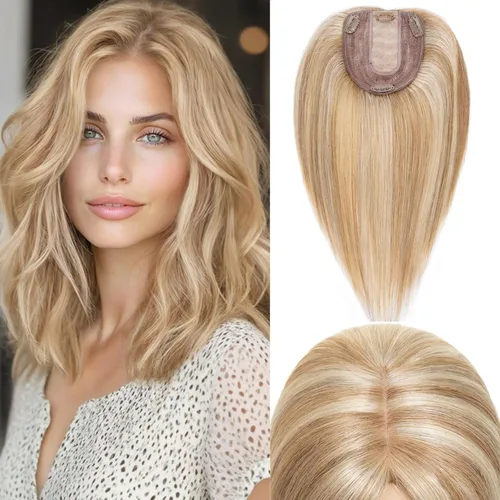Vista 50 de Rich Choices Pelucas con topper de cabello para mujeres, cabello humano real 100% Remy, sin flequillo, para mujeres con adelgazamiento en la parte