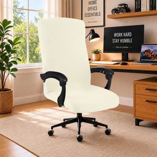 Vista 18 de Fundas elásticas resistentes al agua para sillas de computadora - Protectores lavables para respaldo giratorio y asiento para mascotas - Negro