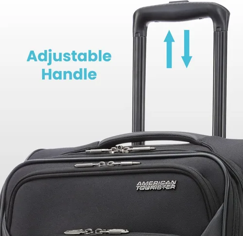 Vista 4 de American Tourister 4 KIX 2.0 - Colección de maletas con ruedas giratorias de lado blando, Negro, Juego de 2 piezas (maleta de manomediana)