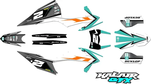 Vista 6 de Kit gráfico para KTM Enduro 4-Stroke 250 EXC-F, 350 EXC-F, 450 EXC-F y 500 EXC-F años 2020, 2021, 2022 y 2023 Razor Series Azul-Verde 16 Mil