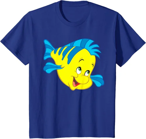 Vista 41 de Disney Camiseta de disfraz de cara grande de la Sirenita Flounder Sidekick