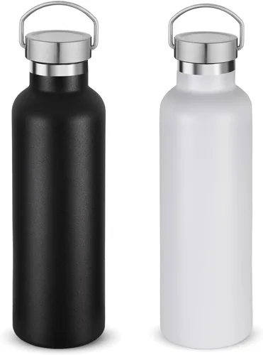 Vista 30 de Volhoply 24 onzas Botella de agua aislada con boca estándar con tapa de combinación de plástico y acero inoxidable, botellas de agua de 304 18/8