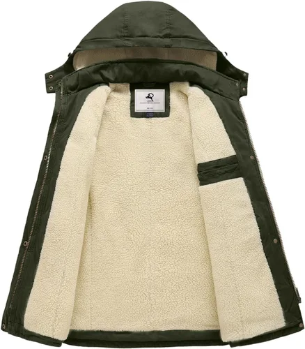Vista 2 de Uoiuxc Abrigo de invierno cálido con capucha y forro polar para mujer