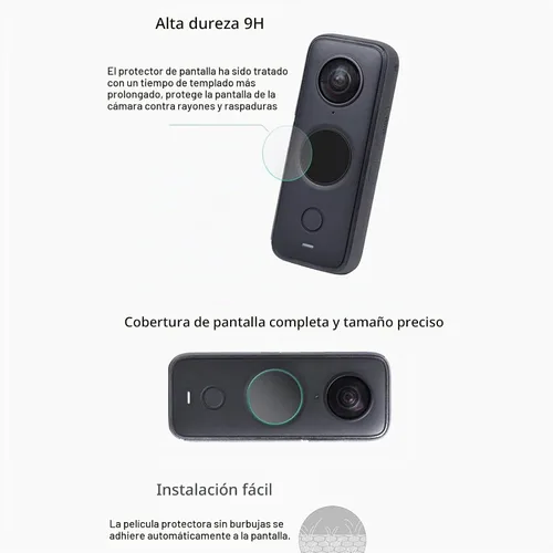 Vista 4 de Protector de lente compatible con Insta360 One x2, protector de pantalla de vidrio templado