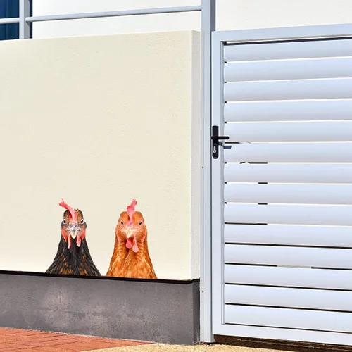 Vista 7 de Calcomanías de pared de gallina de pollo, divertidas calcomanías de pared para decoración de habitación, lindas calcomanías de pared de cabeza