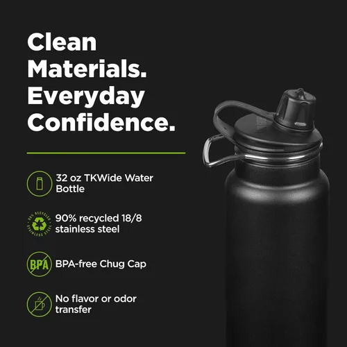 Vista 2 de Klean Kanteen TKWide 32oz (con tapa para chug), color negro