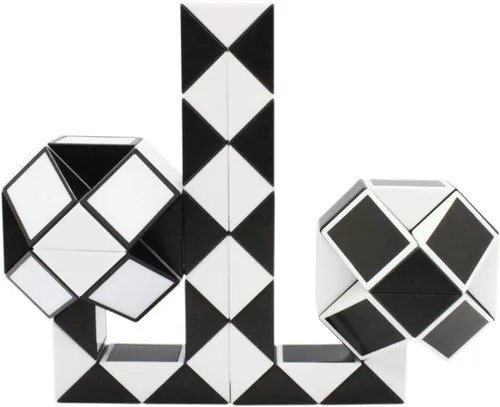 Vista 3 de Mipartebo Magic Snake Cube Twist Puzzle 72 Cuñas Tamaño Grande Negro Juguetes de serpiente para ansiedad, regalo de fiesta, juego para niños